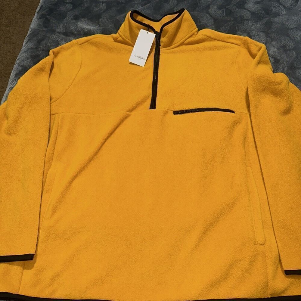 Mens Polar Fleece High Neck 1/2 Zip Sweatshirt - Goodfellow & Co Gold L. NWT. R